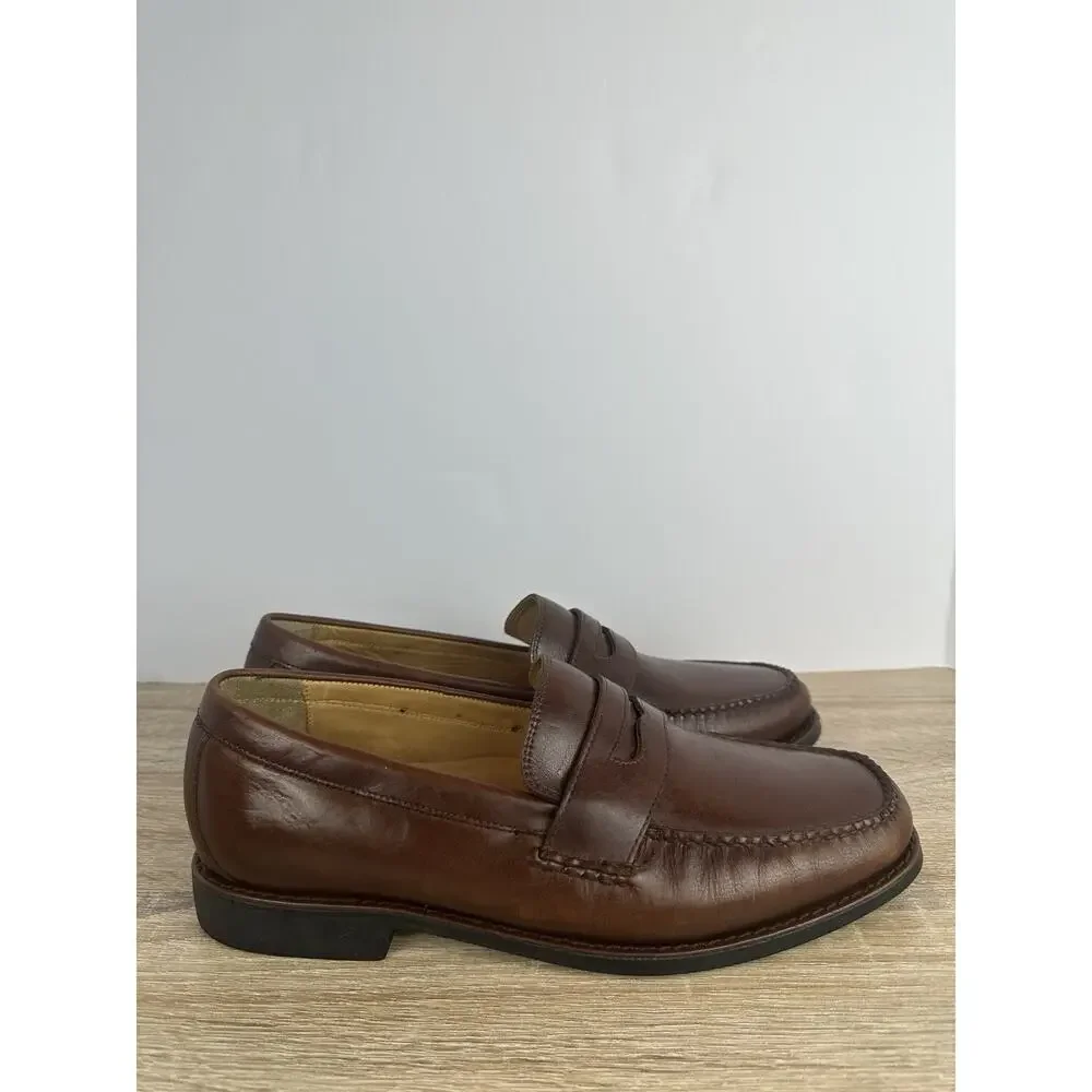 Johnston & Murphy Mens 9M Brown Leather Penny Loafers Slip On Dress Shoes